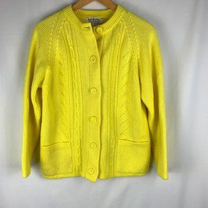 Full Fashioned Vintage Granny Yellow Cardigan Sz M